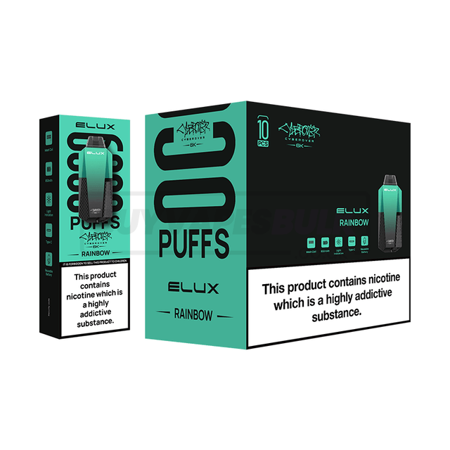 Rainbow Elux Cyberover 6K Puff Disposable Vape 10 Pack Buy Vapes Bulk Rainbow Elux Cyberover 6K Puff Disposable Vape 10 Pack Buy Vapes Bulk
