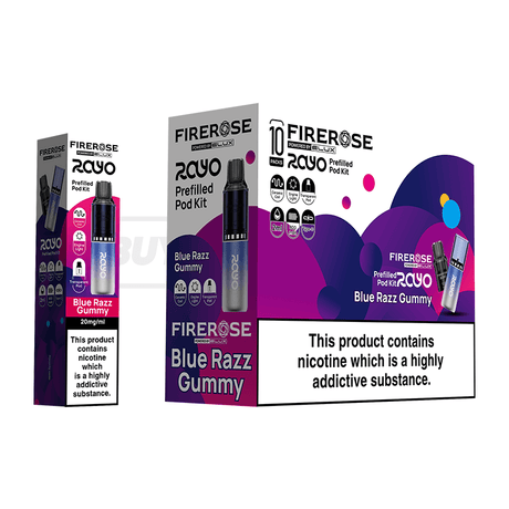 Elux Firerose Rayo 600 Prefilled Vape Kit 10 Pack Blue Razz Gummy