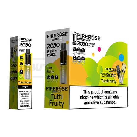 Elux Firerose Rayo 600 Prefilled Vape Kit 10 Pack Tutti Fruity