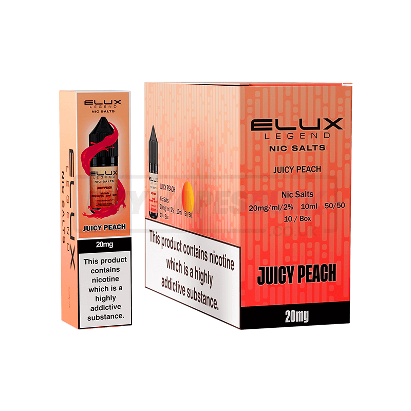 Juicy Peach Elux Legend Nic Salt E-Liquid Pack of 10 | Buy Vapes Bulk