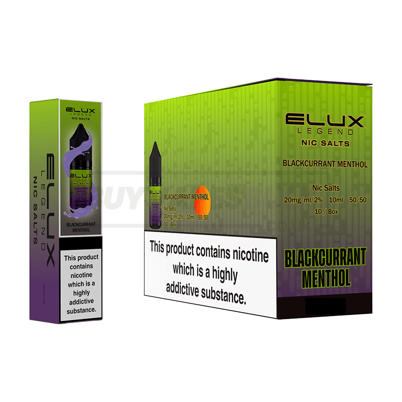 Blackcurrant Menthol Elux Legend Nic Salt E-Liquid Pack of 10 – Buy Vapes  Bulk