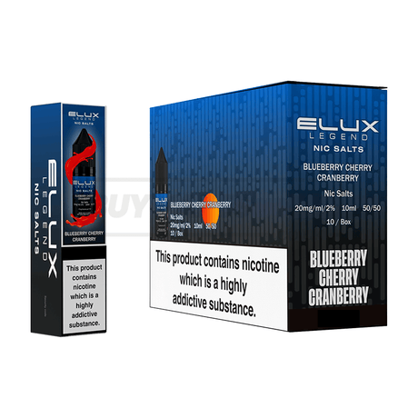 Elux Legend Nic Salts Box of 10 Blueberry Cherry Cranberry