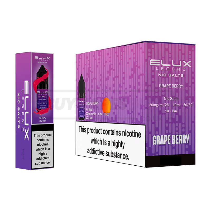 Grape Berry Elux Legend Nic Salt E-Liquid Pack of 10  Buy Vapes Bulk
