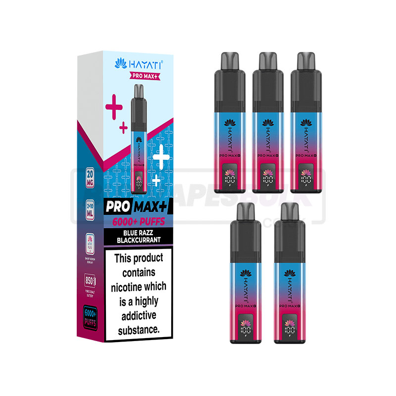 Blue Razz Blackcurrant Hayati Pro Max Plus 6000 5 Pack | Buy Vapes Bulk