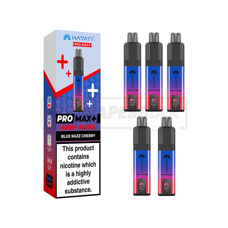 Hayati Pro Max Plus 6000 Puffs Box of 5 Blue Razz Cherry