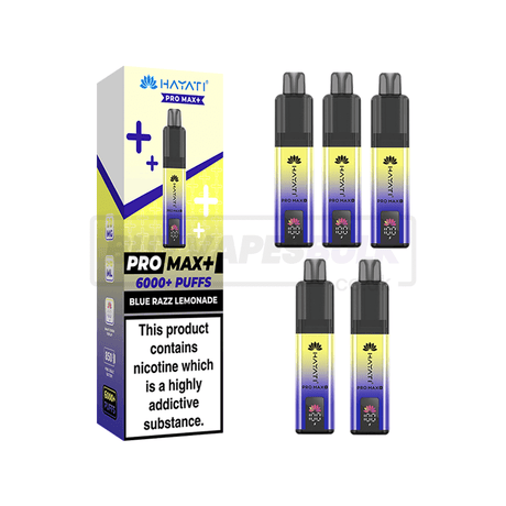 Hayati Pro Max Plus 6000 Puffs Box of 5 Blue Razz Lemonade