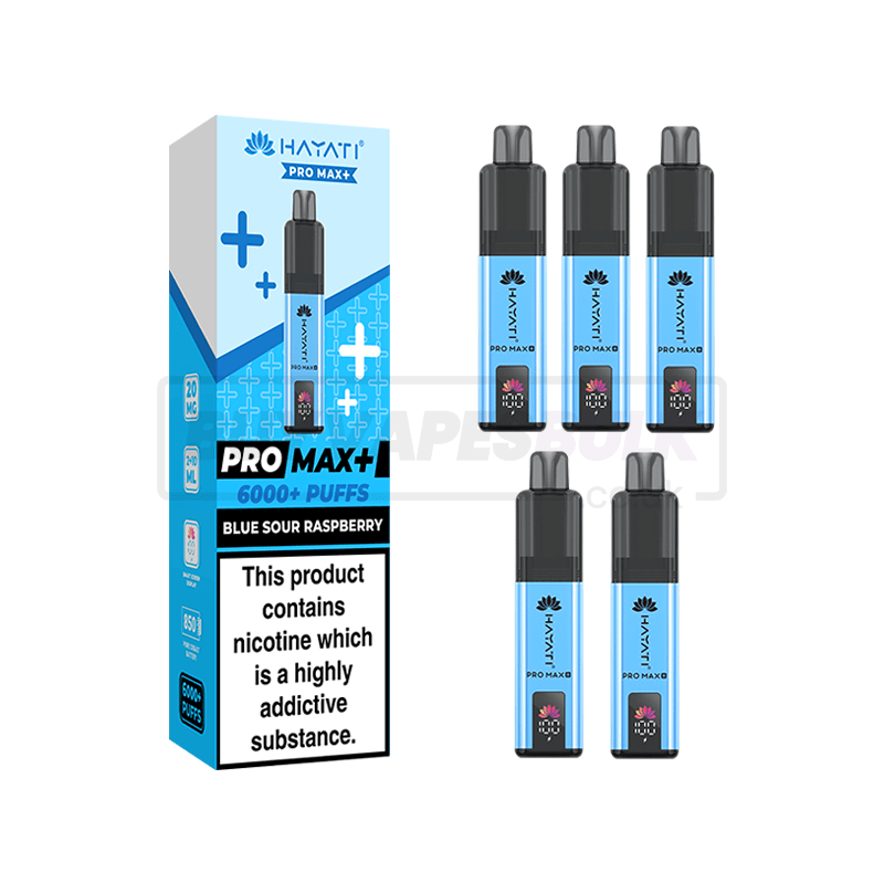 Hayati Pro Max Plus 6000 Puffs Box of 5 Blue Sour Raspberry