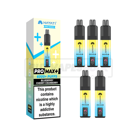 Hayati Pro Max Plus 6000 Puffs Box of 5 Blueberry Cherry Cranberry
