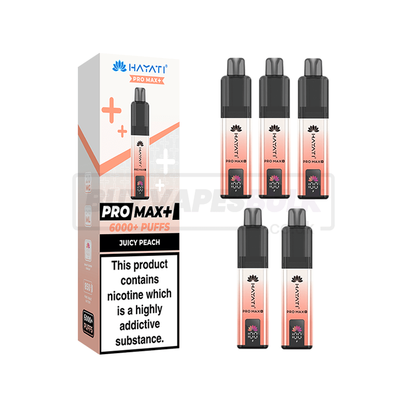 Hayati Pro Max Plus 6000 Puffs Box of 5 Juicy Peach