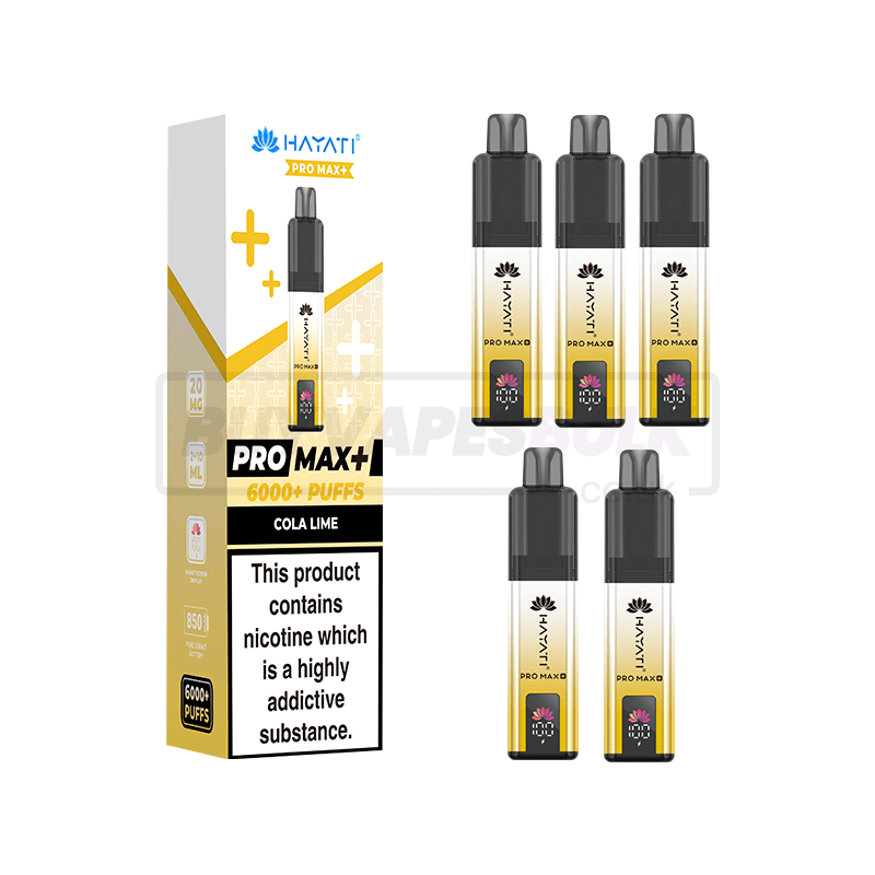 Hayati Pro Max Plus 6000 Puffs Vape Kit 5 Pack Cola Lime (NEW)