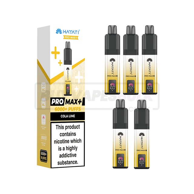 Hayati Pro Max Plus 6000 Puffs Vape Kit 5 Pack Cola Lime (NEW)