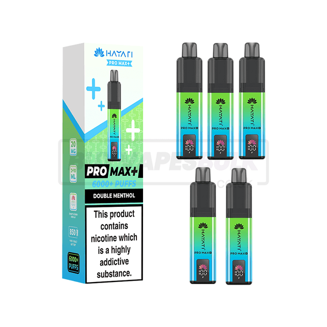 Hayati Pro Max Plus 6000 Puffs Vape Kit 5 Pack Double Menthol (NEW)