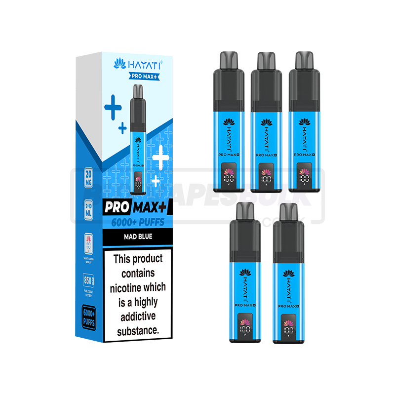 Hayati Pro Max Plus 6000 Puffs Vape Kit 5 Pack Mad Blue (NEW)