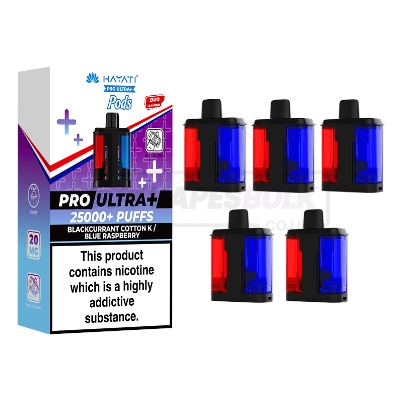 Blackcurrant Cotton K / Blue Raspberry Hayati Pro Ultra Plus 25K Refill Pods 5 Pack