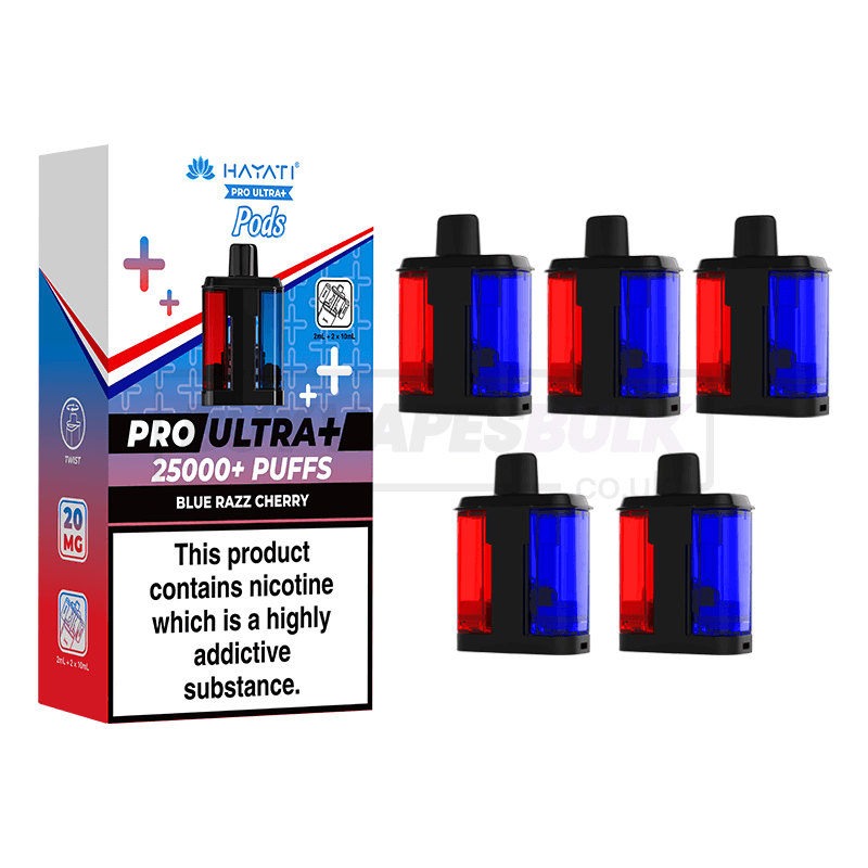 Hayati Pro Ultra Plus 25000 Prefilled Pods 5 Pack Blue Razz Cherry
