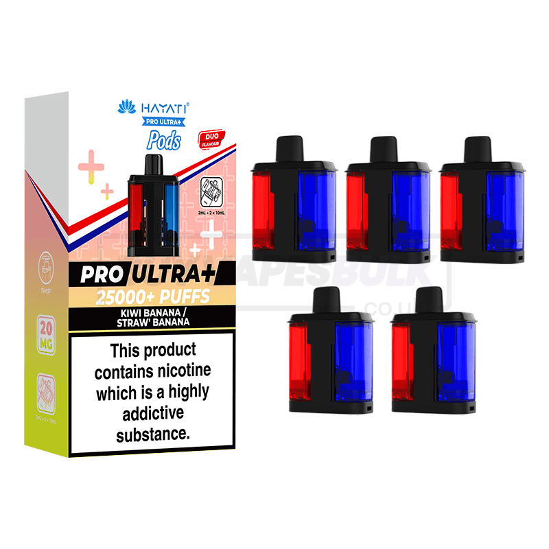 Kiwi Banana / Straw' Banana Hayati Pro Ultra Plus 25K Refill Pods 5 Pack | Buy Vapes Bulk Kiwi Banana / Straw' Banana Hayati Pro Ultra Plus 25K Refill Pods 5 Pack | Buy Vapes Bulk