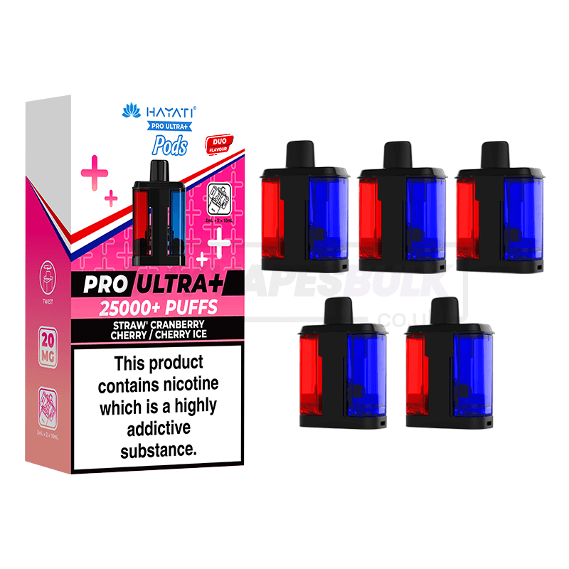 Straw' Cranberry Cherry / Cherry Ice Hayati Pro Ultra Plus 25K Refill Pods 5 Pack