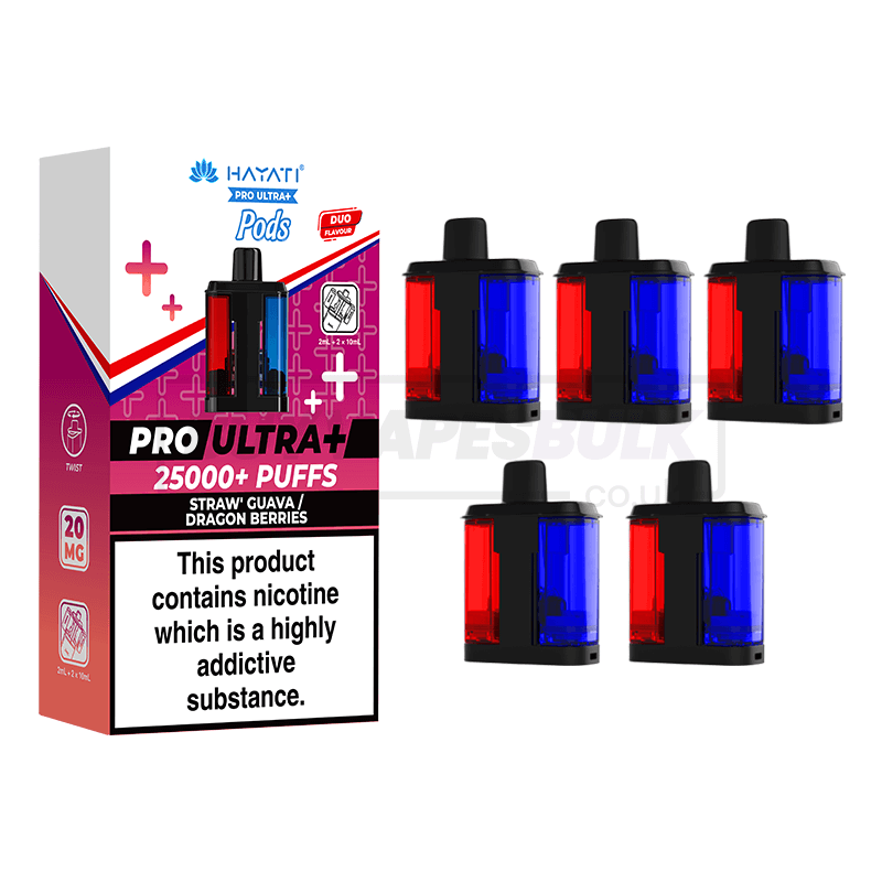 Straw' Guava / Straw' Dragon Berries Hayati Pro Ultra Plus 25K Refill Pods 5 Pack