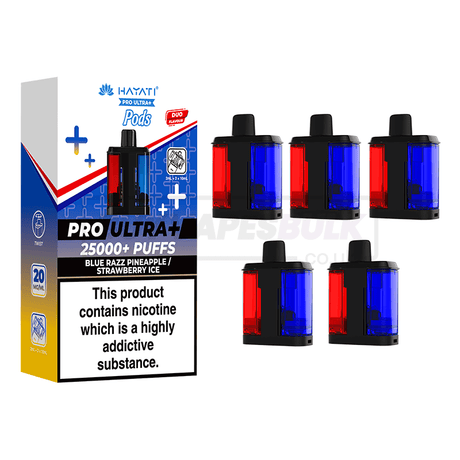 Blue Razz Pineapple / Strawberry Ice Hayati Pro Ultra Plus 25K Refill Pods 5 Pack