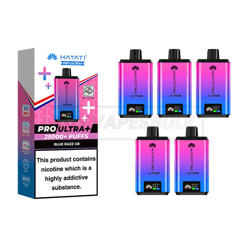 Hayati Pro Ultra Plus 25000 Puffs Box of 5 Blue Razz Gummy Bear