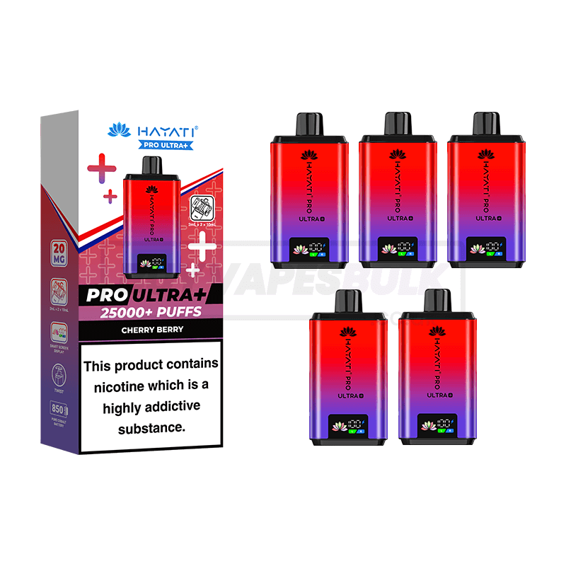 Hayati Pro Ultra Plus 25000 Puffs Box of 5 Cherry Berry