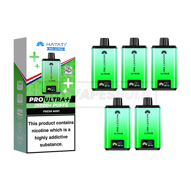 Hayati Pro Ultra Plus 25000 Puffs Box of 5 Fresh Mint