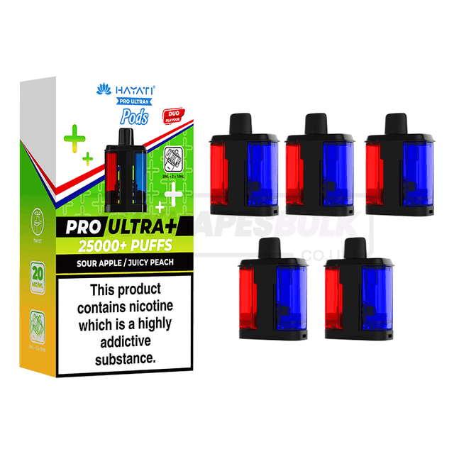 Sour Apple / Juicy Peach Hayati Pro Ultra Plus 25K Refill Pods 5 Pack