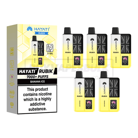 Hayati Rubik 7000 Puffs Vape Kit 5 Pack Banana Ice
