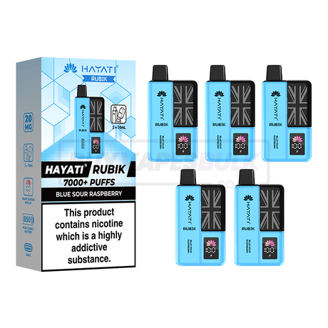 Hayati Rubik 7000 Puffs Vape Kit 5 Pack Blue Sour Raspberry