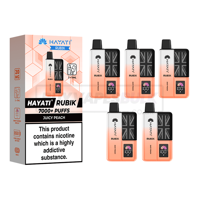 Juicy Peach Hayati Rubik 7000 5 Pack | Buy Vapes Bulk