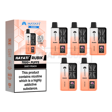 Hayati Rubik 7000 Puffs Vape Kit 5 Pack Juicy Peach