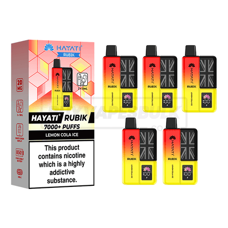 Hayati Rubik 7000 Puffs Vape Kit 5 Pack Lemon Cola Ice