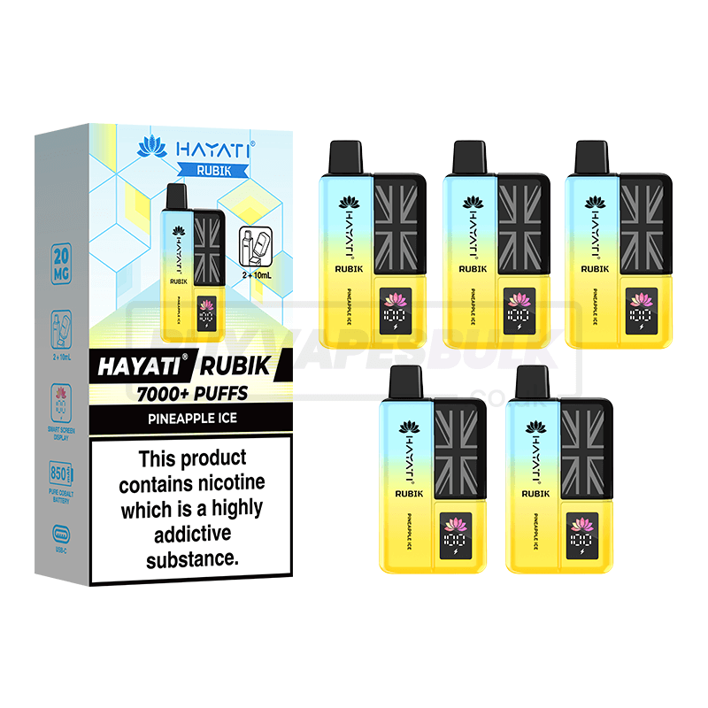 Hayati Rubik 7000 Puffs Vape Kit 5 Pack Pineapple Ice
