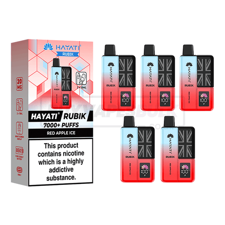 Hayati Rubik 7000 Puffs Vape Kit 5 Pack Red Apple Ice