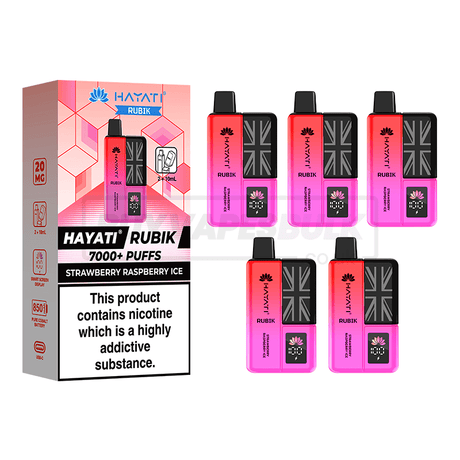Hayati Rubik 7000 Puffs Vape Kit 5 Pack Strawberry Raspberry Ice