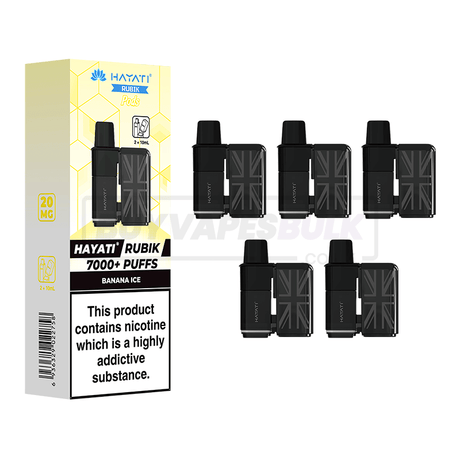Hayati Rubik 7000 Puffs Refill Pods 5 Pack Banana Ice
