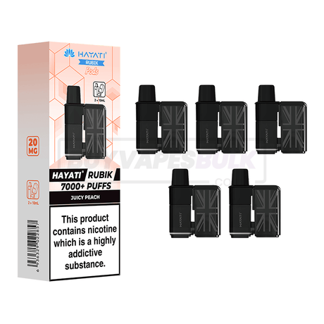Hayati Rubik 7000 Puffs Refill Pods 5 Pack Juicy Peach