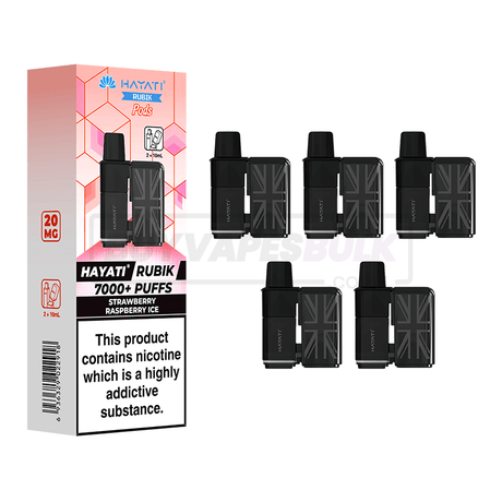 Hayati Rubik 7000 Puffs Refill Pods 5 Pack Strawberry Raspberry Ice