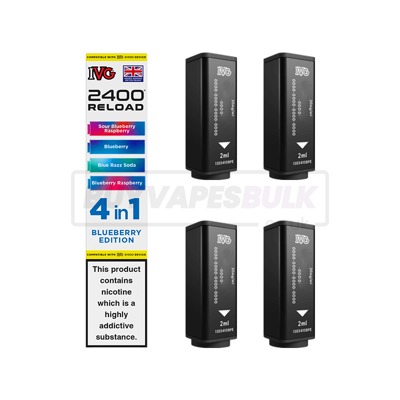 IVG 2400 4 in 1 Reload Pods 5 Pack Blueberry Edition