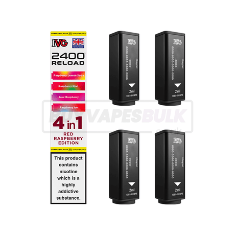 IVG 2400 4 in 1 Reload Pods 5 Pack Red Raspberry Edition