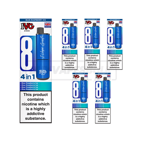 IVG 2400 4 in 1 Prefilled Vape Kit 5 Pack Blue Raspberry Ice