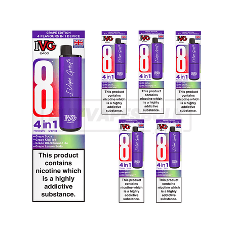 IVG 2400 4 in 1 Prefilled Vape Kit 5 Pack Grape Editon