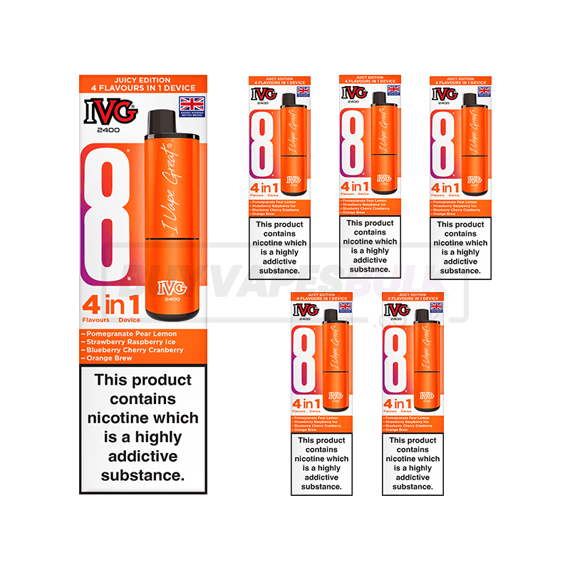 ivg 2400 4 in 1 juicy edition Juicy Edition IVG 2400 Vape Kit 5 Pack