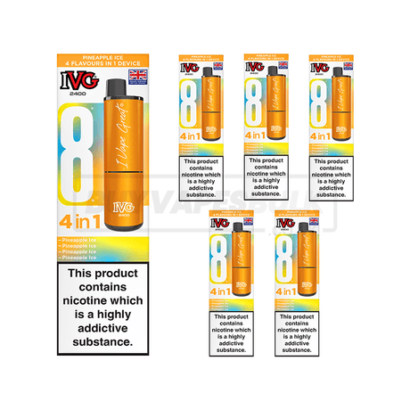 IVG 2400 4 in 1 Prefilled Vape Kit 5 Pack Pineapple Ice