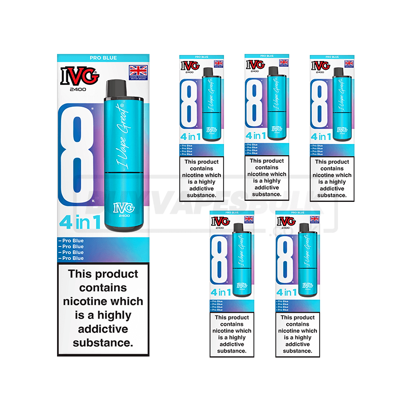 IVG 2400 4 in 1 Prefilled Vape Kit 5 Pack Pro Blue