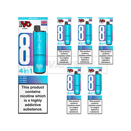 IVG 2400 4 in 1 Prefilled Vape Kit 5 Pack Pro Blue