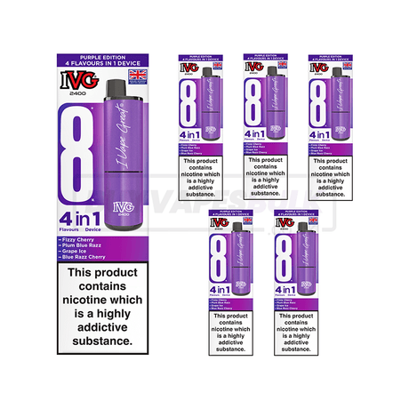 IVG 2400 4 in 1 Prefilled Vape Kit 5 Pack Purple Edition
