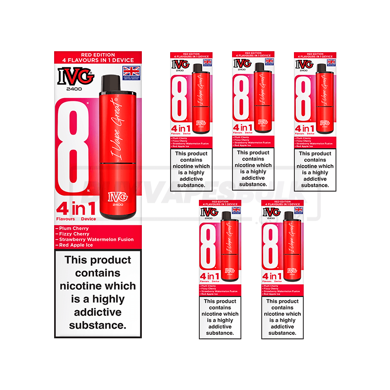 Red Edition IVG 2400 Vape Kit 5 Pack | Buy Vapes Bulk Red Edition IVG 2400 Vape Kit 5 Pack | Buy Vapes Bulk