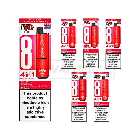 IVG 2400 4 in 1 Prefilled Vape Kit 5 Pack Red Edition