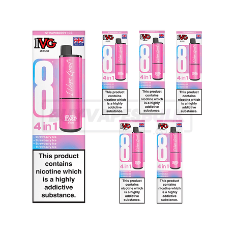 IVG 2400 4 in 1 Prefilled Vape Kit 5 Pack Strawberry Ice